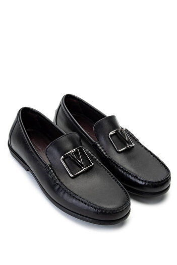 Valentino Men's Genuine Leather Black Loafer Shoes