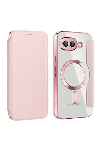 SKYDDAR INNOVATION Case for Google Pixel 9a, SmartMag Book, Magsafe, RFiD, Card Holder, sticker set, Pink