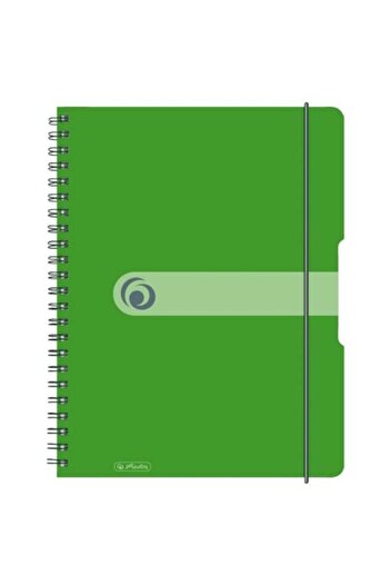 Herlitz EOTG Spiral Notebook A4, Color Green, Material PP, 80 Sheets, Grid Format, Elastic Band