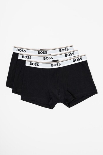 BOSS , Set de boxeri cu banda logo in talie - 3 perechi, Negru, M