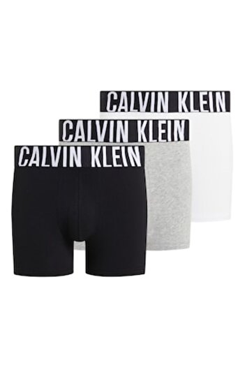Calvin Klein Set of boxers with logo waistband - 3 pairs, White, Black, Light Grey, XL