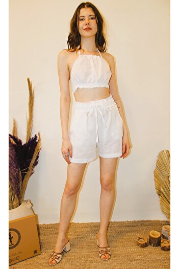 ARİNNASİDE Lace-Up Comfortable Muslin Shorts