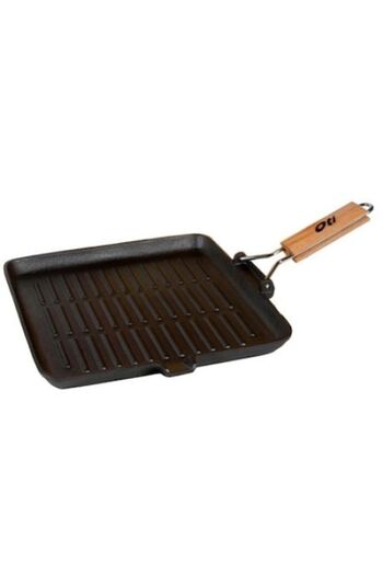 OEM Grill Pan (Cast Iron) OTI, 26 cm, Wooden Handle, Induction Compatible
