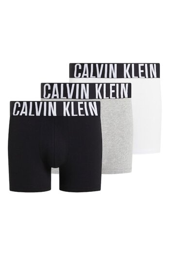 Calvin Klein Set of boxers with logo waistband - 3 pairs, White, Black, Light Grey, XL
