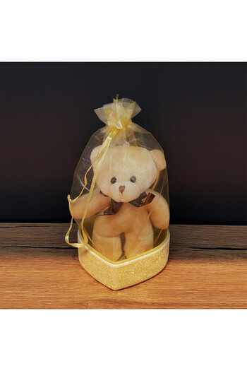 Wolawood Mini Plush Teddy Bear Keychain in Heart Gift Bag Soft Bag Accessory Surprise Gift