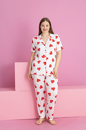rindahomewear Set de pijamale cu nasturi MILAN de mărime mare