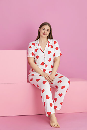 rindahomewear Set de pijamale cu nasturi MILAN de mărime mare