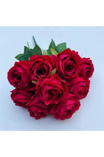tml temalife Decorative Artificial 9 Rose Heads Luxury Layer by Layer Large Lodos Rose Bunch 42 cm
