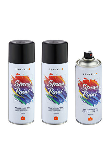 Lawazim Spray Paint Set of 3 - Matt Finish 400ml Quick-Dry Multi-Surface Paint for DIY and Repairs