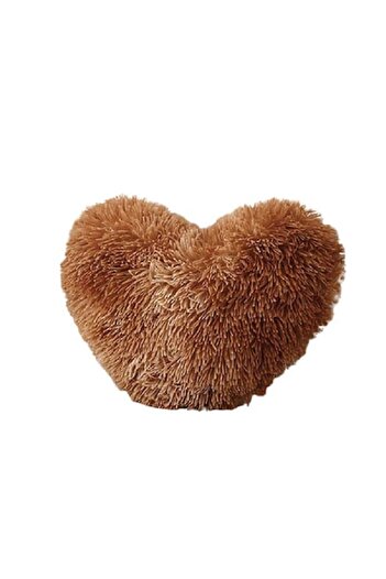 JOJO HOME Decorative Pillow, Heart Shape, 40x30 cm, Fluffy Microfiber, Brown, Jojo, I06