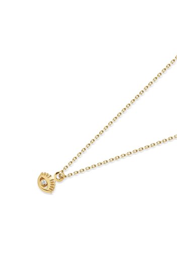 Diamond Line-Gülaylar 14 Ayar Sarı Altın Minimal Göz Kolye