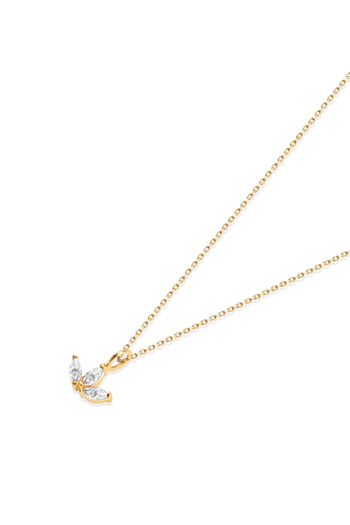 Diamond Line-Gülaylar 14 Ayar Sarı Altın Minimal Taşlı Lotus Kolye