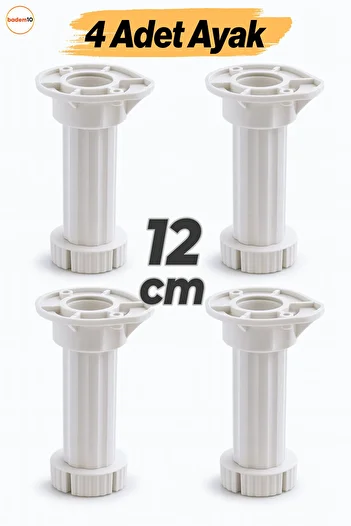 Badem10 Picioare reglabile din plastic, 4 bucăți, 12 cm, pentru dulapuri, mobilier, pentru ridicarea băncii
