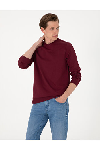 Pierre Cardin Bordo 2 İplik Regular Fit Bisiklet Yaka Basic Sweatshirt 50314054-VR014