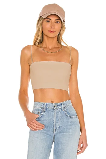 AFR CLOTHES Women's Double Layer Jersey Fabric String Strap Crop Top