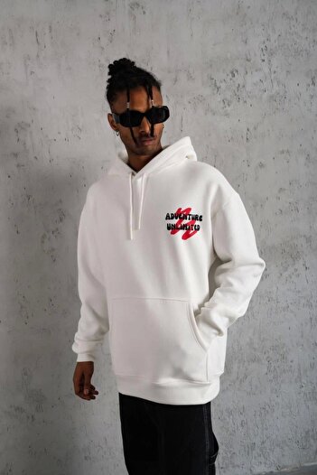 mzpkartan    Men's Hat Dove Printed Hooded Sweat - White