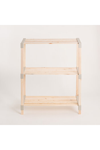 homez Fixwood 3-Floor Wooden Shelf, Beige79*33*66Cm