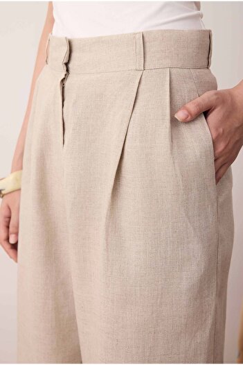 HEQA Pleated Basic Linen Trousers