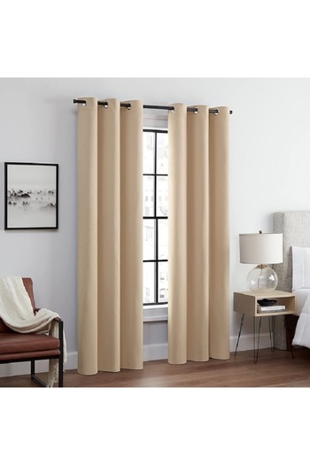 Metropolitan Concept Set of 2 blackout curtains, worked on staple rings