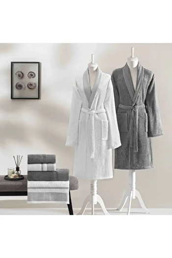 Taç New Season Pure Cotton Classic Family Set Raya (White-Anthracite)