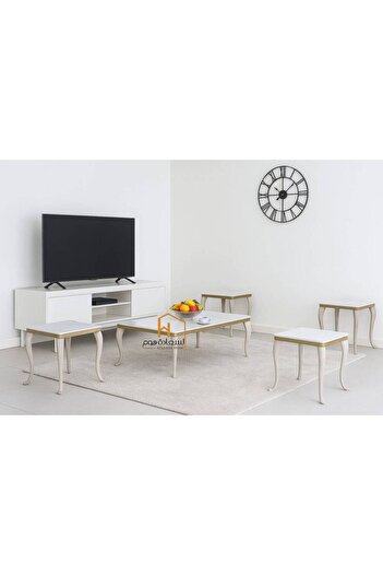 Al Saada Home Ceramic Service Tables Set - 4+1 - Gold