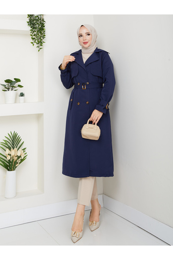 RACE FASHİON Torino Fabric Waterproof Belted Lined Hijab Trench Coat Rc1203089