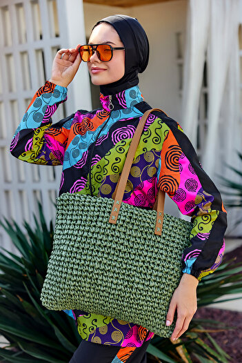 Remsa Mayo Remsa Straw Bag Beach Bag 015 Khaki