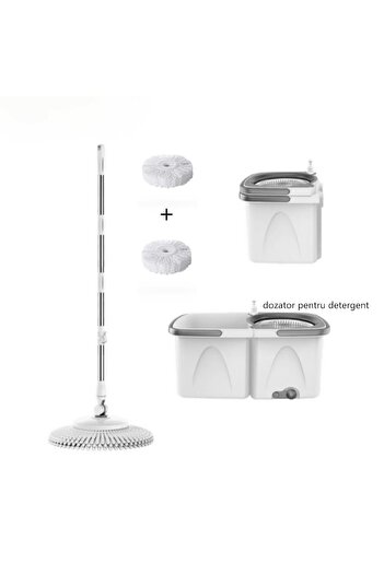 Dreamramp Cleaning Set, Bucket with Mop, Separate Wringer, Adjustable Stainless Steel Handle, 4L, Wh