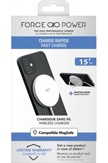 Force Power 15W MagSafe Compatible Wireless Charger Stand function White