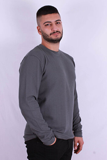 trender O Neck Waffle Anthracite Men's Sweatshirt 5073-2