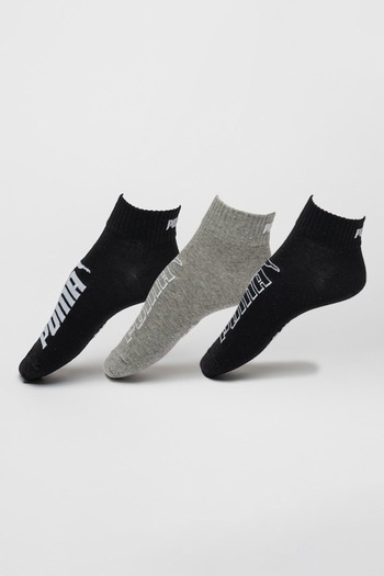 Puma Set of Short Unisex Socks - 3 Pairs, White, Black, Gray Mélange, 35-38