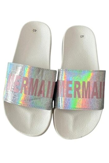 MERMAID Women's Slippers Mermaid, metallic gray with pink, size 40 EU