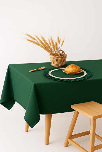 Mirilliahome Raw Linen Tablecloth – Green Tablecloth