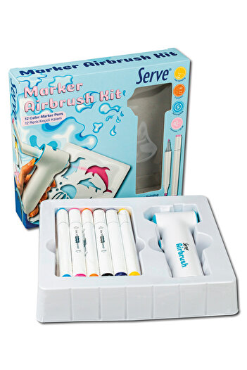 Serve Marker Airbrush Kit - 12 Felt Tip Pens