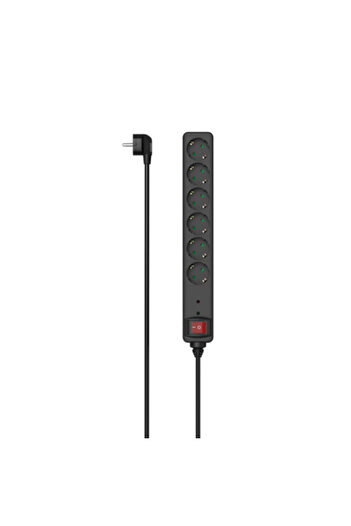Hama R9223153 Power Strip with Switch, 6 Sockets, Surge Protection, 1.4m, Black