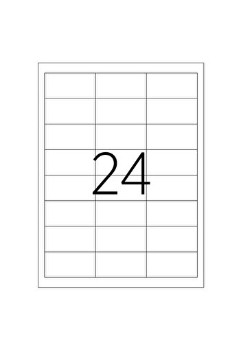 Tanex Set of 2400 self-adhesive labels A4, 100 sheets, 24 labels/sheet, 64.6x33.8 mm, right corners,