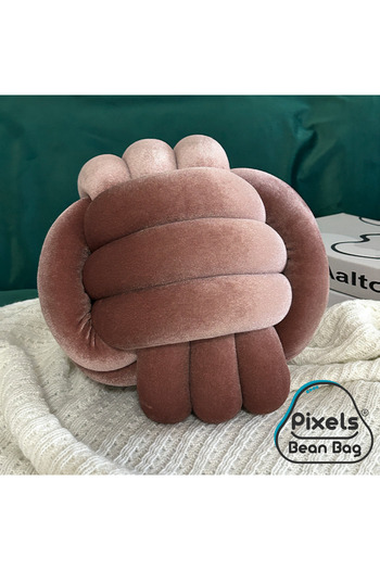 PixelsBeanBag 2 Pieces Soft Knotted Ball Pixel Bean Bag Pillow, Velvet Round Decorative Pillow for Home Decor