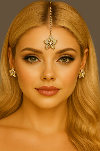 Kaftan Collection Indian Earrings and Indian Cap Set of 3