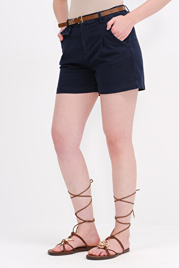 Addax Pocket Belted Shorts Ş5448