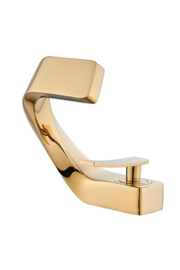 Adsinio Bathroom sink faucet, Adsinio, Copper body, Waterfall outlet, short fixed spout, single lever, Gold