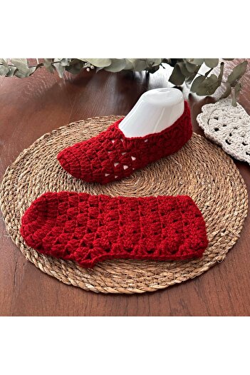yucin Hand Knitted Ribbon Dowry Booties – Winter Home Shoes / Slippers / House Slippers