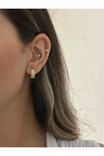 MyladyAccessoriess Zircon Stone Detail Zikzak Premium Hoop Earrings