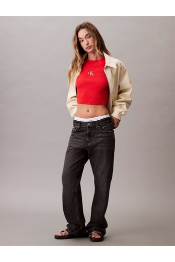 Calvin Klein Rib Women's Red T-Shirt Lv047Ab802-Tnc