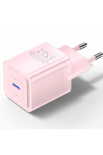 Vention 20W Network Charger, 1 x USB Type-C, 5V/3A, QC 3.0, Pink