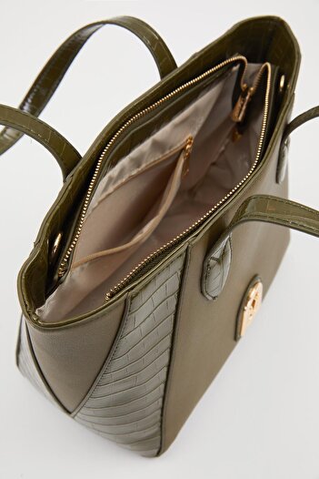 Levidor Khaki Leather Detail Shoulder Bag