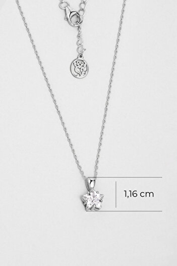 So CHIC... Yıldız Taşlı 18 Ayar Beyaz Altın Kaplama 45 Cm Gümüş Minimal Kolye