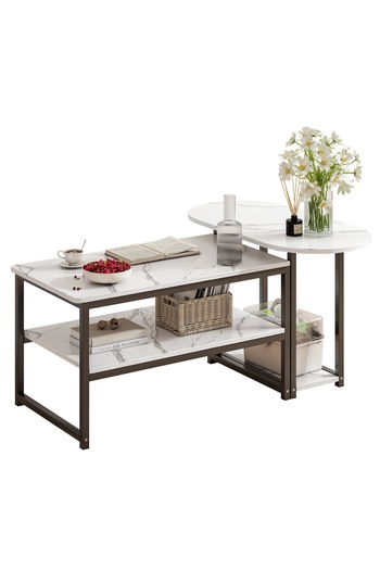 Sheinhome Coffee Table with Open Storage Shelf ,Modern Living Room Center Table for Living Room Reception Room