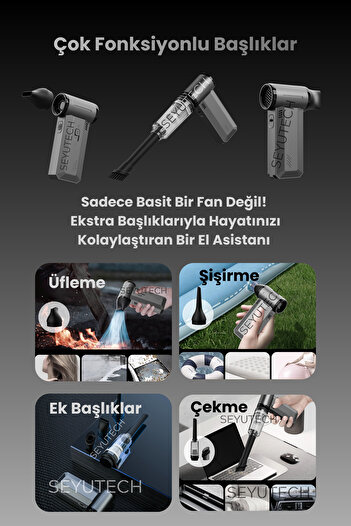 SEYUTECH Violent Turbo Jet Fan 130000rpm Ultra Güçlü Motor Güçlü Vakum 4000mAh Bataryalı Üflemeli F72