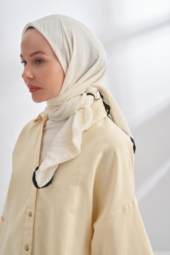 ARMANDA Muslin Tie Scarf - Ecru