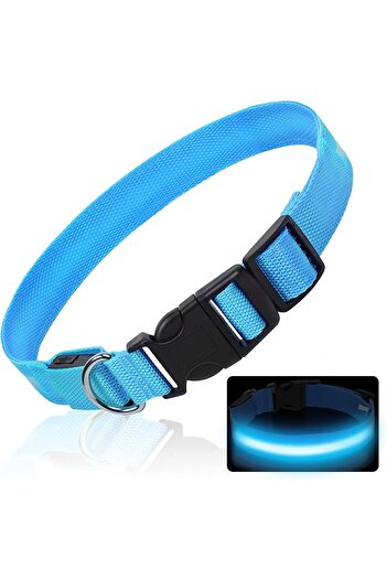 HXDSUP dog collar, LED, nylon, blue/black, size L